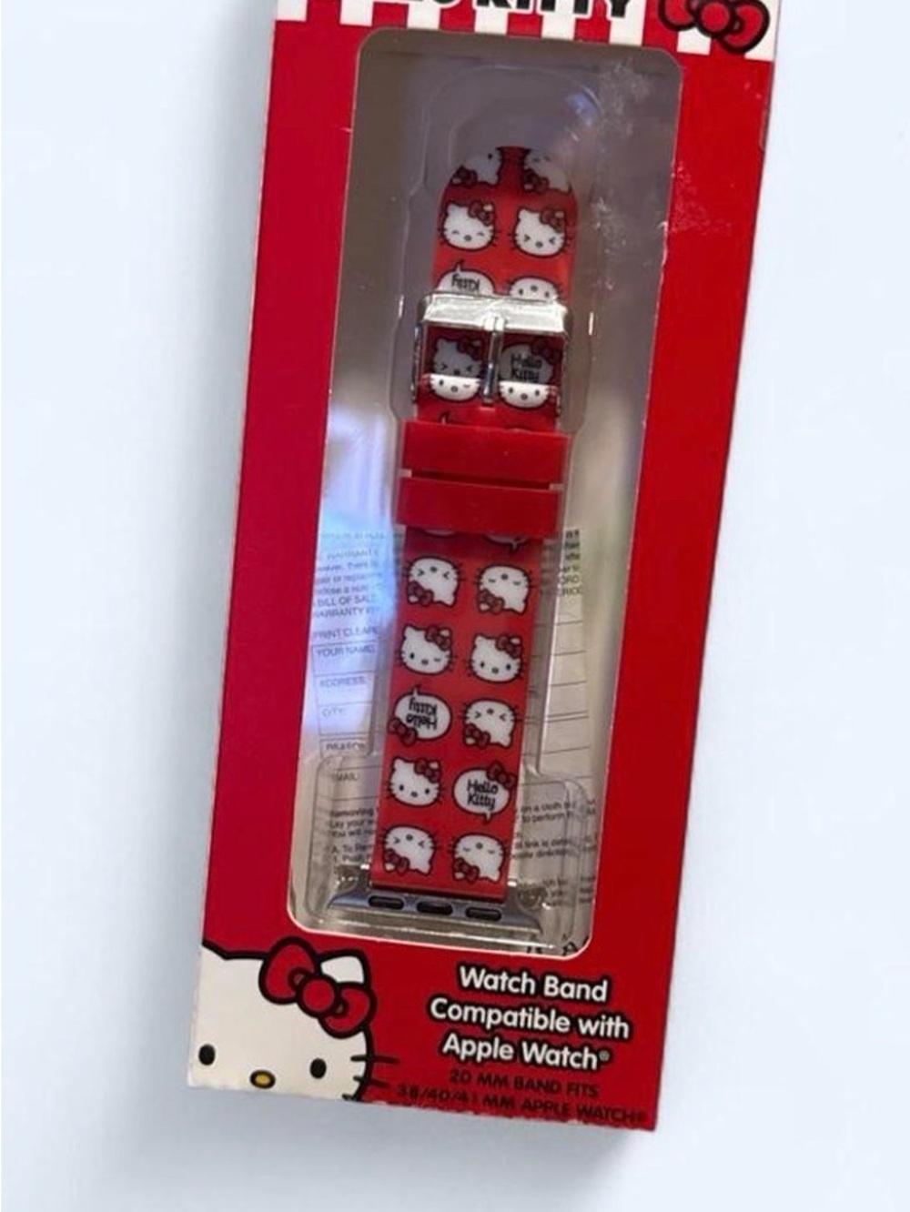 Hello Kitty Red Silicone Watch Band with White Character Print